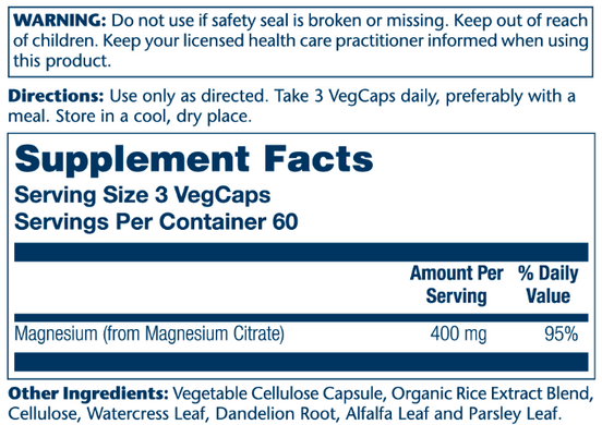 Magnesium Citrate 400mg - 180 vcaps