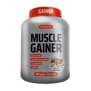 Гейнер Sporter Muscle Gainer 3 кг, шоколад-фундук