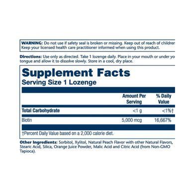 Biotin 5000mcg - 60 Lozenges Natural Peach, Strawberry, Banana