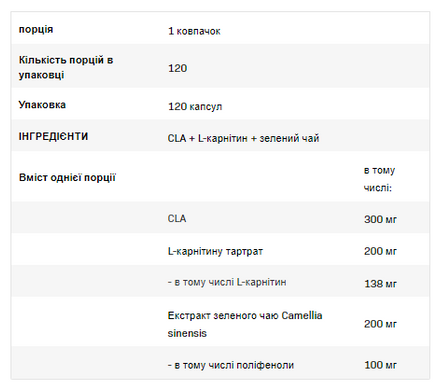 CLA + L-Carnitine + Green Tea - 120cap