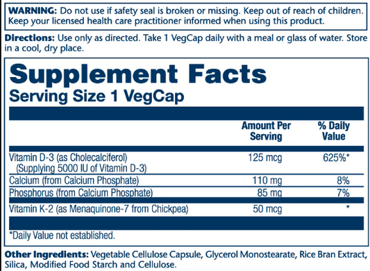 Vitamin D-3 & K-2 - 60 vcaps