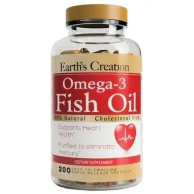 Жирные кислоты Earths Creation Omega 3-1000 мг (Cholesterol Free) 200 капсул