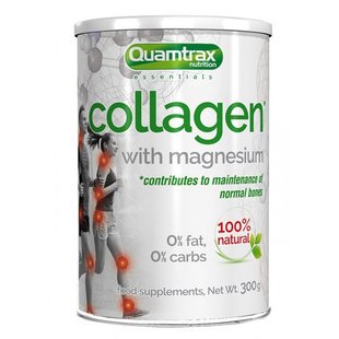 Коллаген для суставов и кожи, коллаген в порошке, Quamtrax Nutrition Collagen with Magnesium, Vitamin C, B3,