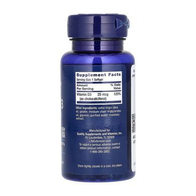 Vitamin D3 25 mcg (1000 IU) - 250 softgels