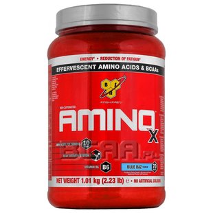 Аминокислота BCAA для спорта BSN Amino X 1010 g 70 servings Голубая Малина