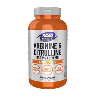NOW Arginine & Citrulline 500 mg/250 mg (240 veg caps)