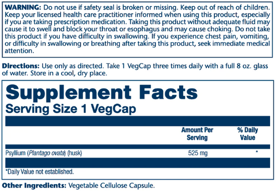 Psyllium Husk 525mg - 100 vcaps
