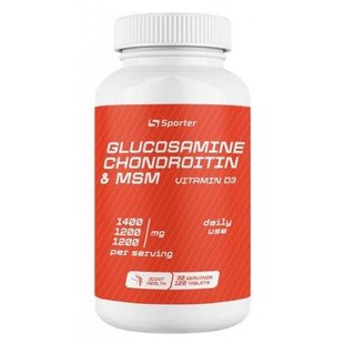 Добавка для суставов и связок Sporter Glucosamine & chondroitin + MSM + D3 120 tab