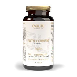 Ацетил L-карнітин та зелений чай Evolite Nutrition - Acetyl L-Carnitine + Green Tea - 100 капсул