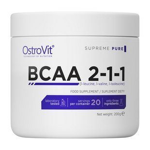 OstroVit BCAA 2-1-1 амінокислоти порошок 200 г натуральний смак (pure)