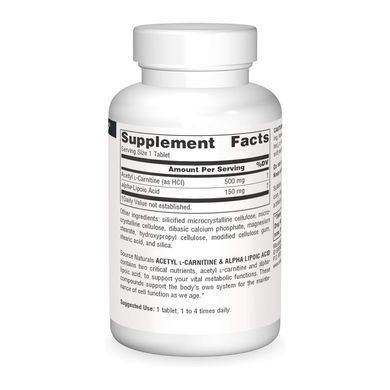 Acetyl L-Carnitine & Alpha-Lipoic Acid 650 mg - 30 tabs