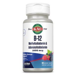 B-12 Methylcobalamin and Adenosylcobalamin 2000mcg - 60 tabs